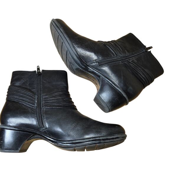 Clarks Bendables Ingalls Mood Black Leather Ankle Booties Boots Size 7.5 - Picture 5 of 7